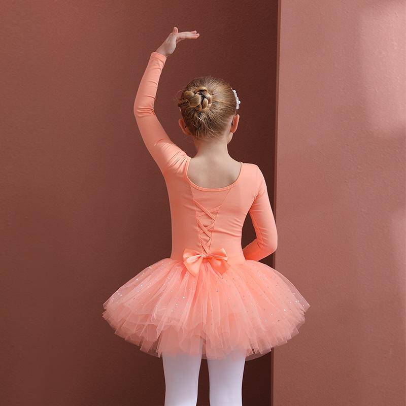 Mädchen Ballett Tanzen Tutu Kleid Kinder Kurze/Lange Ärmel Tüll Bowknot Skate Gymnastik Weihnachten Geburtstag Party Trikot Dancewear 120 von Joom DACH