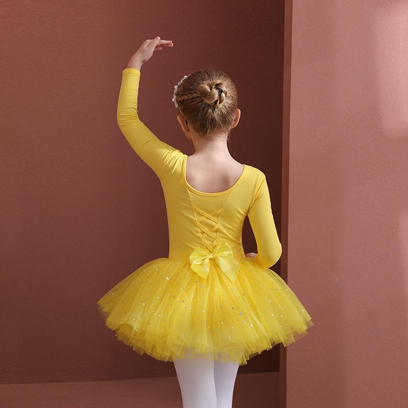 Mädchen Ballett Tanzen Tutu Kleid Kinder Kurze/Lange Ärmel Tüll Bowknot Skate Gymnastik Weihnachten Geburtstag Party Trikot Dancewear 120 von Joom DACH