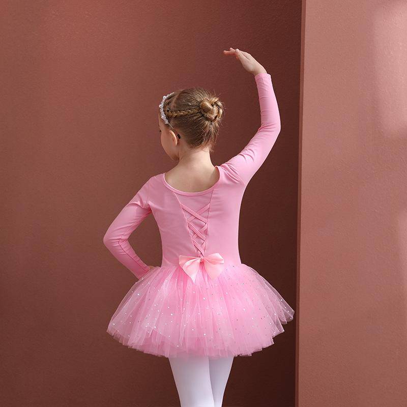 Mädchen Ballett Tanzen Tutu Kleid Kinder Kurze/Lange Ärmel Tüll Bowknot Skate Gymnastik Weihnachten Geburtstag Party Trikot Dancewear 120 von Joom DACH
