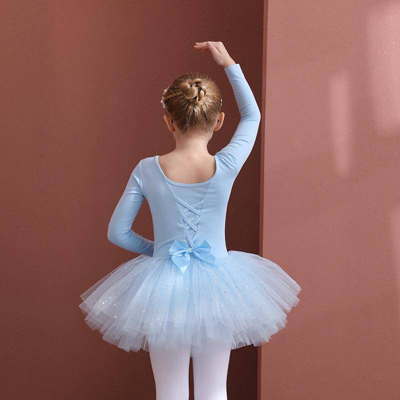 Mädchen Ballett Tanzen Tutu Kleid Kinder Kurze/Lange Ärmel Tüll Bowknot Skate Gymnastik Weihnachten Geburtstag Party Trikot Dancewear 120 von Joom DACH
