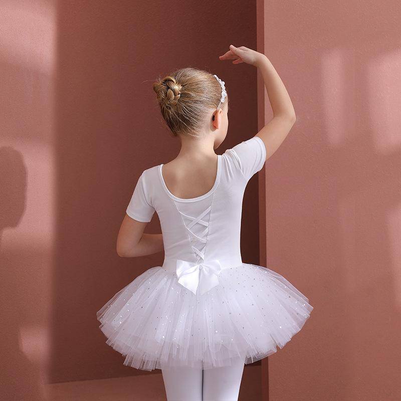 Mädchen Ballett Tanzen Tutu Kleid Kinder Kurze/Lange Ärmel Tüll Bowknot Skate Gymnastik Weihnachten Geburtstag Party Trikot Dancewear 120 von Joom DACH