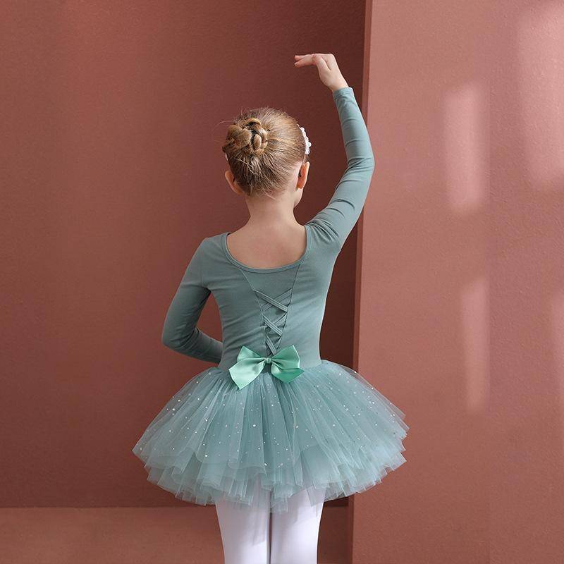 Mädchen Ballett Tanzen Tutu Kleid Kinder Kurze/Lange Ärmel Tüll Bowknot Skate Gymnastik Weihnachten Geburtstag Party Trikot Dancewear 150 von Joom DACH