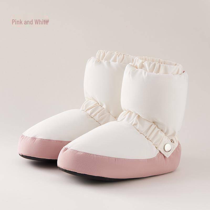 Mädchen Ballett Warm-Up Schuhe mit Plus Samt: Weiche Sohle, Verdickte Baumwolle, Winterwärme XS (fits sizes 32-35) von Joom DACH