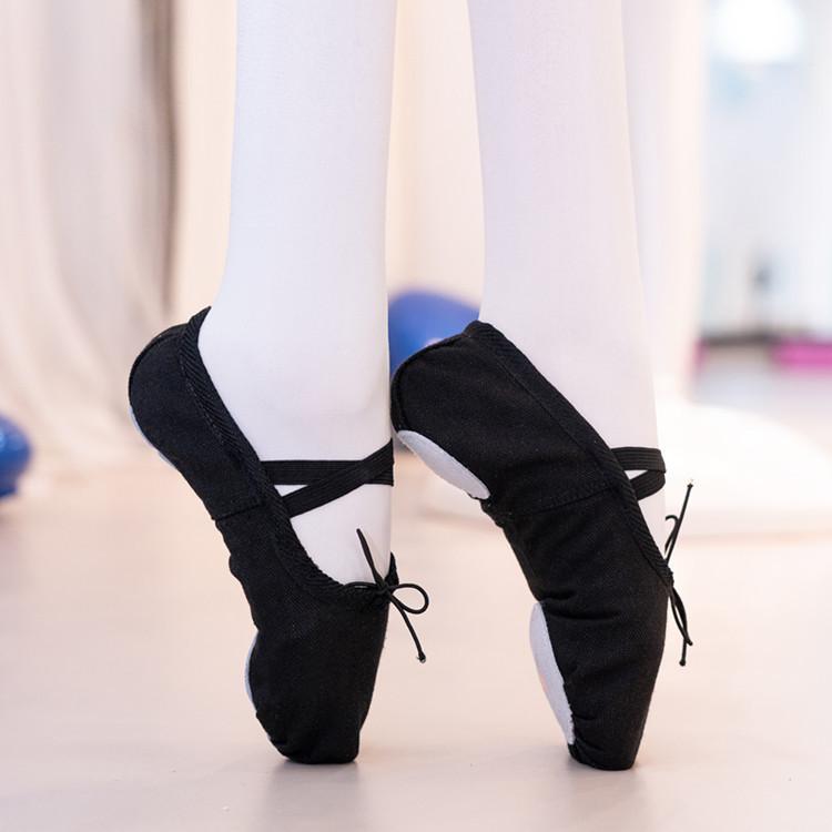 Mädchen Ballettschuhe Canvas Tanzschuhe Tanzen Gymnastik Yoga Schuhe 38 schwarz von Joom DACH