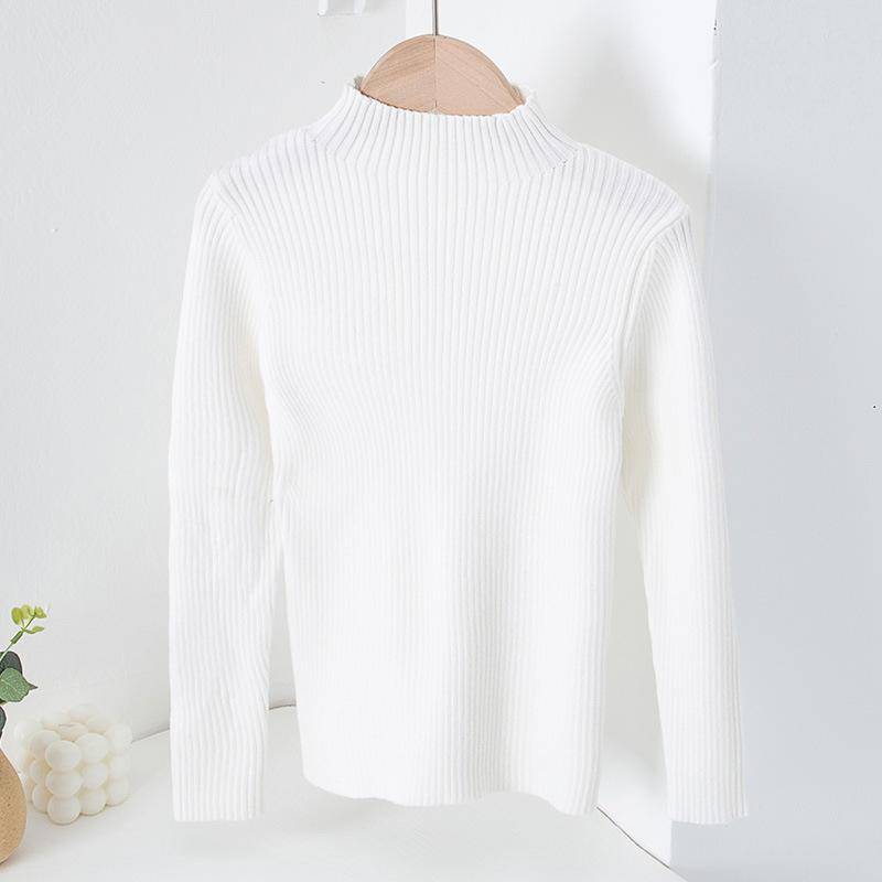 Mädchen Base Pullover Winter Halber Stehkragen Dünner Strickpullover für Kinder 130 weiß von Joom DACH