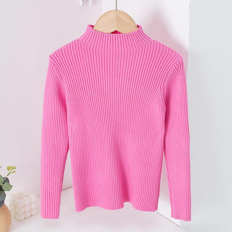 Mädchen Base Pullover Winter Halber Stehkragen Dünner Strickpullover für Kinder 140 rose rot von Joom DACH
