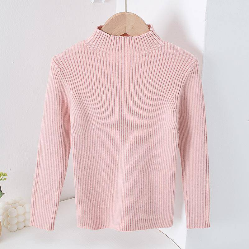 Mädchen Base Pullover Winter Halber Stehkragen Dünner Strickpullover für Kinder 150 rosa von Joom DACH