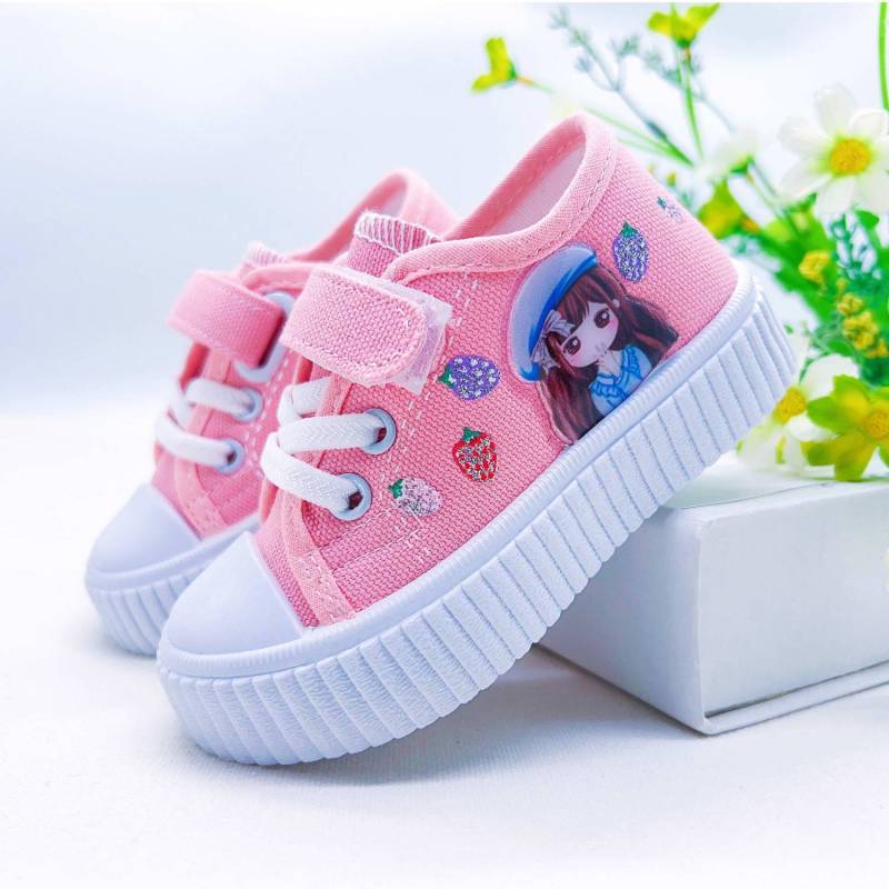 Mädchen Canvas Schuhe Weiche Sohle Prinzessin Schuhe Student Casual Skate Schuhe Denim Rutschfeste Einzelschuhe 22 rosa von Joom DACH