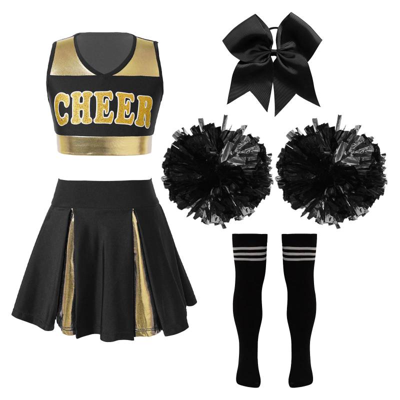 Mädchen Cheer Leader Halloween Performance Uniform Kostüm High School Ärmelloses Crop Top mit Faltenröcken Cheerleading Outfit 11-12 Years von Joom DACH