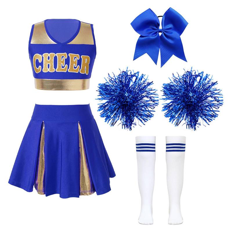 Mädchen Cheer Leader Halloween Performance Uniform Kostüm High School Ärmelloses Crop Top mit Faltenröcken Cheerleading Outfit 11-12 Years von Joom DACH