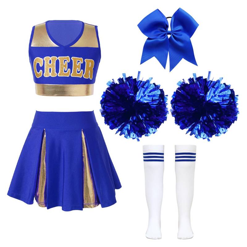 Mädchen Cheer Leader Halloween Performance Uniform Kostüm High School Ärmelloses Crop Top mit Faltenröcken Cheerleading Outfit 15-16 Years von Joom DACH