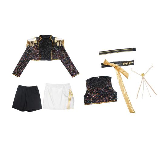 Mädchen Dämonenjäger Kostüm Halloween Pop Sängerin Cosplay Outfits Komplettset für Bühnenauftritt Halloween Party 140cm C von Joom DACH