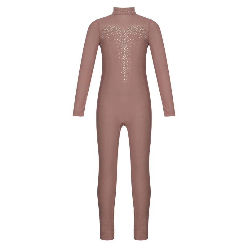 Mädchen Eiskunstlauf Ganzanzug Glänzender Strass Jumpsuit Durchsichtiges Netz Langarm 15-16 Years mountbatten rosa von Joom DACH