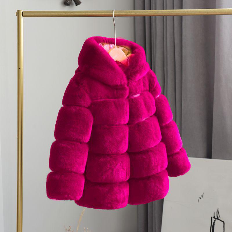 Mädchen Faux Pelz Mantel Kleidung Herbst Winter kinder Baumwolle Gefütterte Mantel Imitation Kaninchen Pelz 150cm von Joom DACH