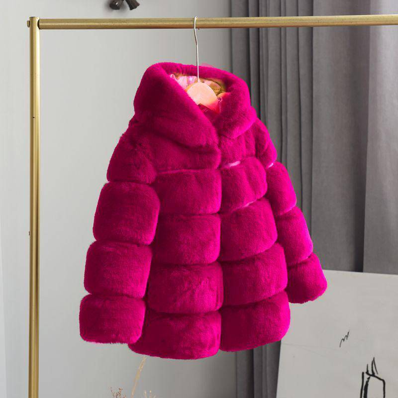Mädchen Faux Pelz Mantel Kleidung Herbst Winter kinder Baumwolle Gefütterte Mantel Imitation Kaninchen Pelz 150cm von Joom DACH