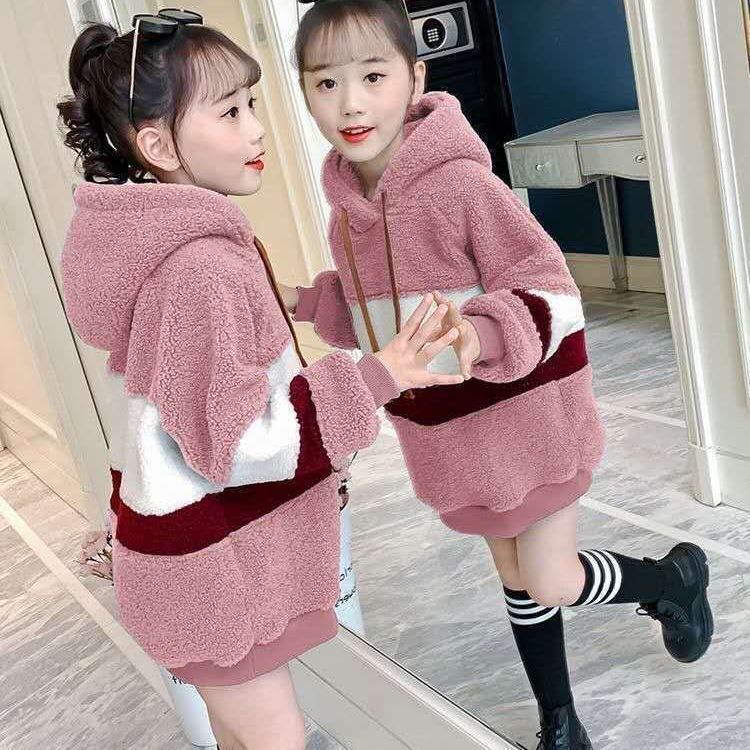 Mädchen Fleece Hoodie Dicker Mantel Kinderkleidung Mädchen Pullover Warme Winterkleidung für Kinder 140 von Joom DACH