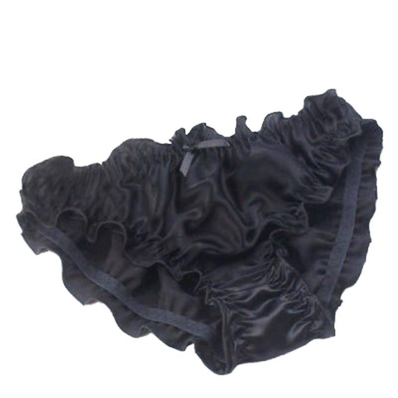 Mädchen Frauen Lolita Dessous Seide Schleife Höschen Rüschen Unterwäsche Slips Bikini 2XL schwarz von Joom DACH