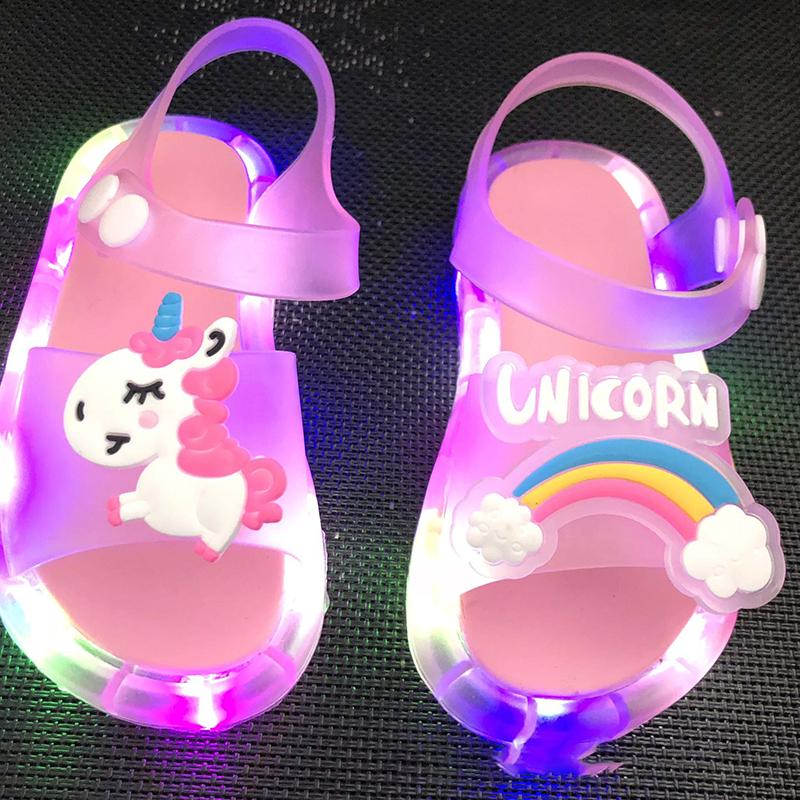 Mädchen Hausschuhe Kinder Einhorn LED Kinder Hausschuhe Baby Sandalen Kinder Schuhe für Mädchen Jungen Leuchtende Schuhe Kleinkind 30-31# von Joom DACH