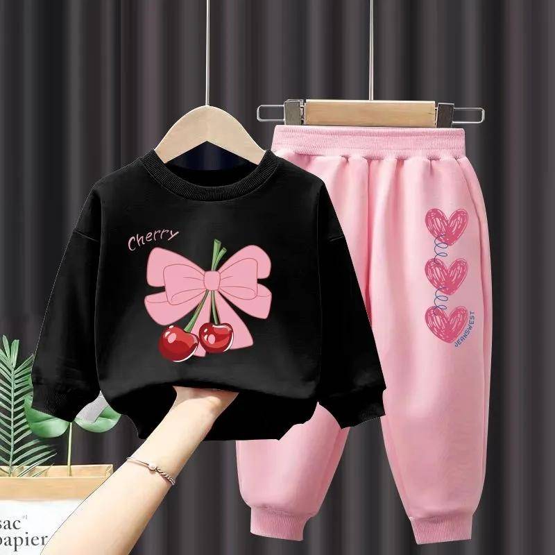 Mädchen Herbst Anzug Herbst Modische Kinder Tragen Mädchen Kinder Sport Frühling und Herbst Pullover 90 schwarz von Joom DACH
