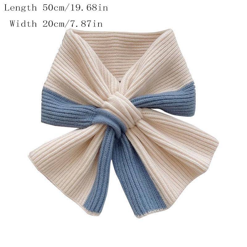 Mädchen Herbst Winter Kurzer Kreuzschal Gestrickter Halswärmer Einfarbig Mode Winter Warmer Schal blau von Joom DACH