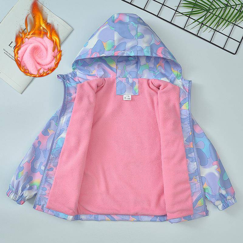 Mädchen Herbst Winter Verdickte Kapuzenwindjacke Koreanische Polar Fleece Outdoor 4-12 Jahre Kinderjacke Kindermode Mantel 140 violett von Joom DACH