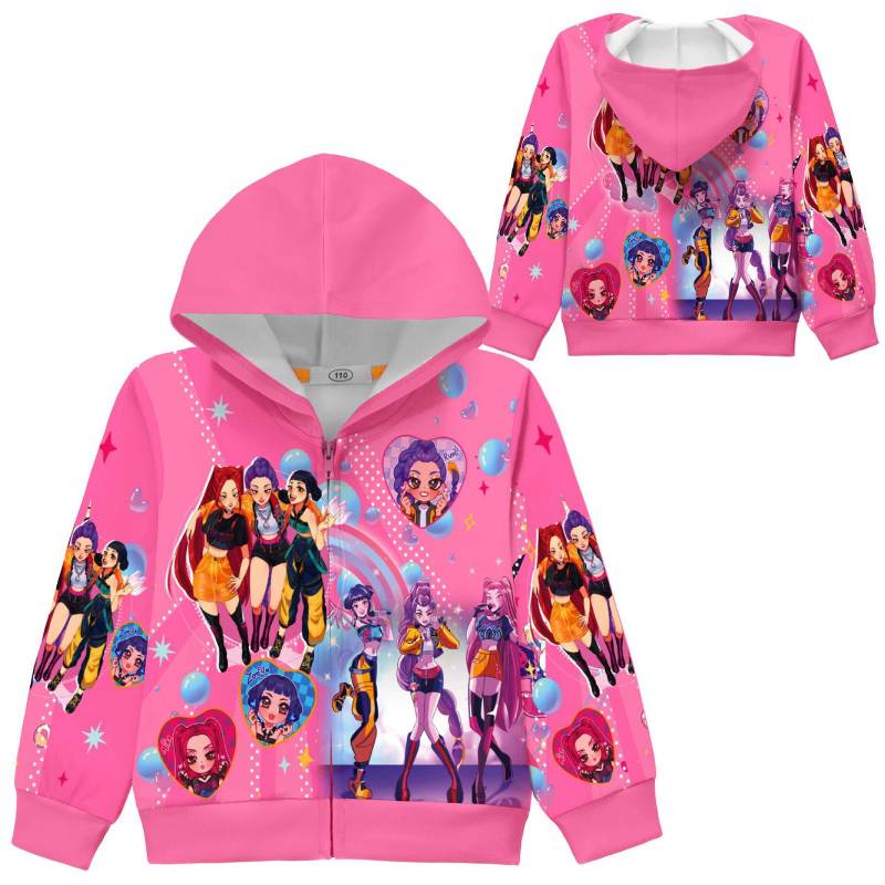 Mädchen Hoodie 3D Cartoon Jacke Sweatshirt Musik Reißverschluss Kapuzenpullover Langarm Oberteile 140 von Joom DACH