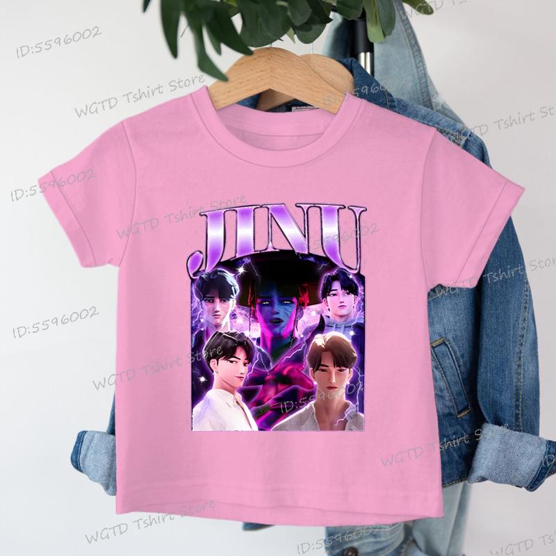 Mädchen Jungen Baumwoll-T-Shirt Tops Jinu Kpop Dämonenjäger T-Shirt Sommer Kinderkleidung 2025 Film Mode Kleinkind Kurzarmtops 140 von Joom DACH