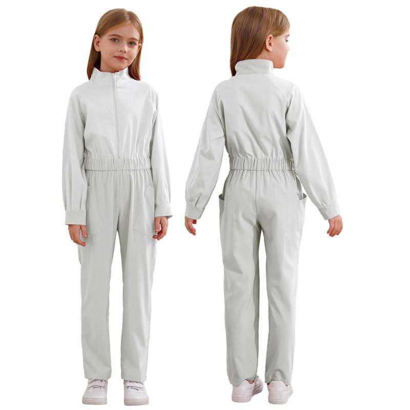 Mädchen Jungen Lässiger Mechaniker Overall Langarm Overall Fluganzug Overall für Kinder Halloween Verkleidung 9-10 Years elfenbein von Joom DACH