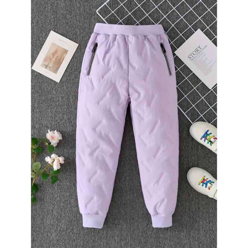 Mädchen Jungen Winter Neue gepolsterte verdickte Mode Trend Sport Freizeit Kordelzug Hose 120cm violett von Joom DACH