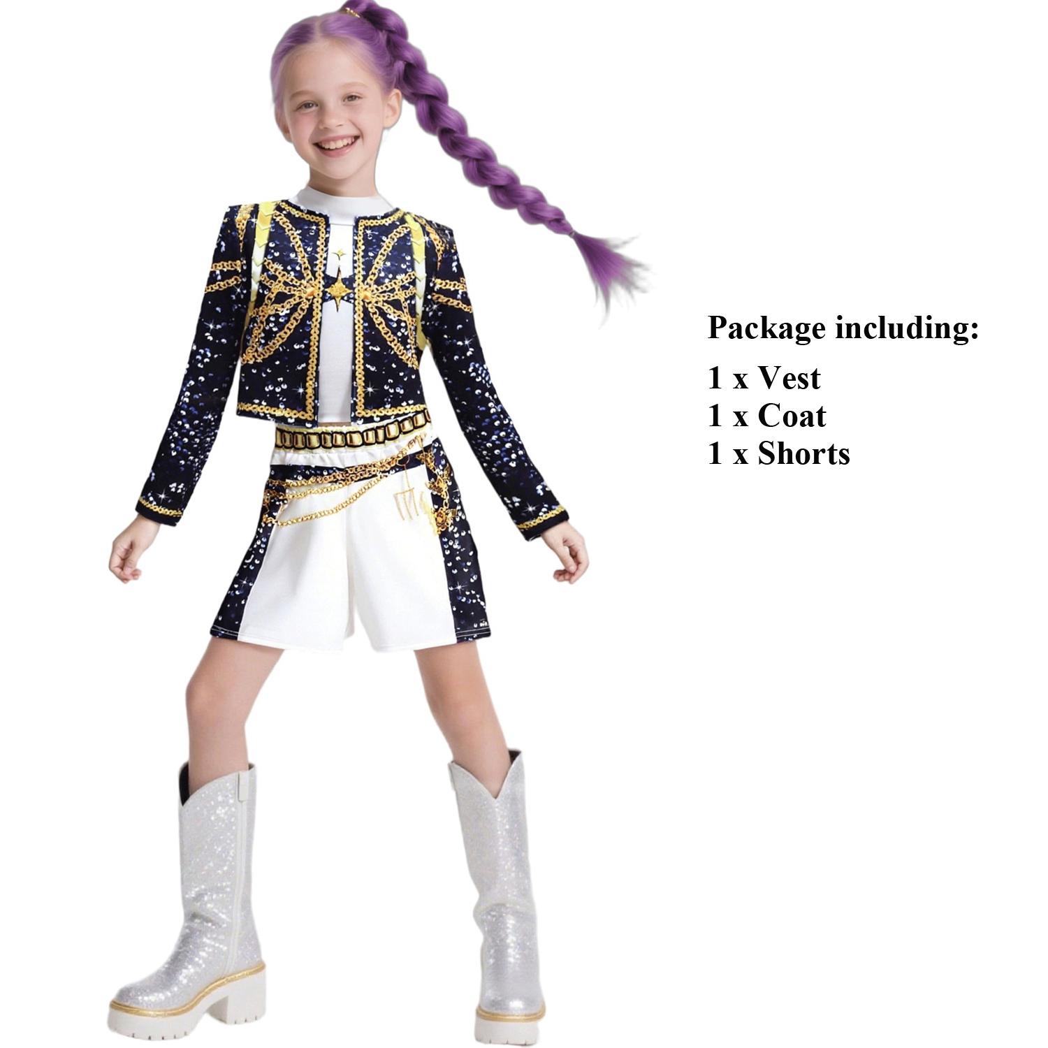 Mädchen Kinder K-Pop Dämonenjäger Zoey Rumi Mira Cosplay Kostümset Ausgefallenes Kleid Idol Film Cosplay Kinder Halloween Karneval Anzug 130 von Joom DACH