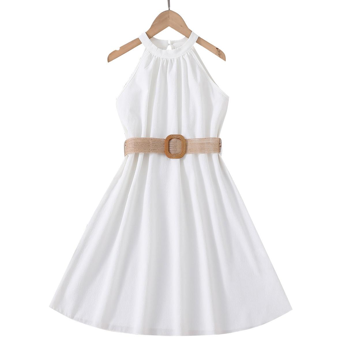 Mädchen Kleid Hängenden Hals Taille Kleider Teenager Casual Fashion Kleid für 8 9 10 11 12 Jahre alte Kinder Kleidung 9Y weiß von Joom DACH