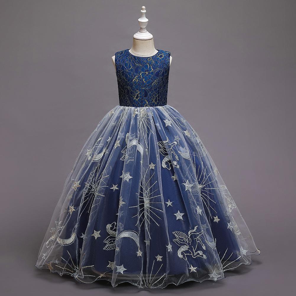 Mädchen Kleid Prinzessin Hochzeit Party Kinder Kostüm Mädchen Kleidung Kinder Kleidung 150cm blau von Joom DACH