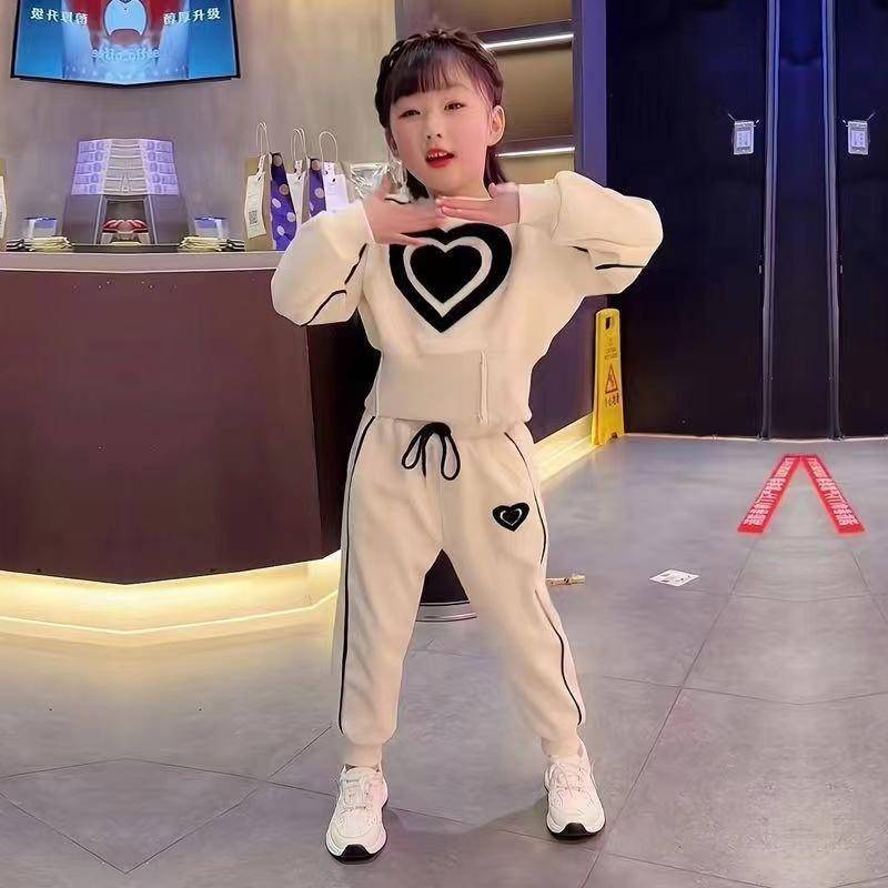 Mädchen Kleidung Sets Kinder Casual Sweatshirt + hose 2 Pcs Anzug 2024 Frühling Herbst Trainingsanzug kinder Verdicken Druck Sportswear 130 apricot von Joom DACH