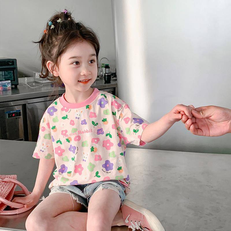 Mädchen Kurzarm T-Shirts Sommerkleidung Kinder Sommer Pflegehemden Baby Vielseitige Oberteile Mädchen Modische Kinderbekleidung 140cm beige von Joom DACH