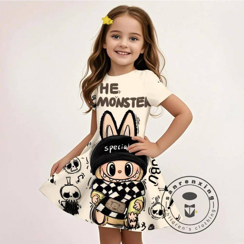Mädchen L-LABUBU-A 3D-gedrucktes Kleid Neu Sommer Cartoon Y2K 2000er Stil Verspielt Partykleidung Atmungsaktiv Heiß verkaufend Erschwinglich 140 von Joom DACH