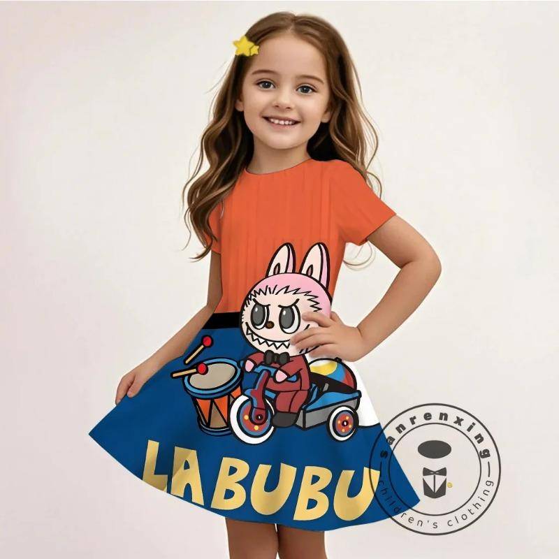 Mädchen L-LABUBU-A 3D-gedrucktes Kleid Neu Sommer Cartoon Y2K 2000er Stil Verspielt Partykleidung Atmungsaktiv Heiß verkaufend Erschwinglich 170 von Joom DACH