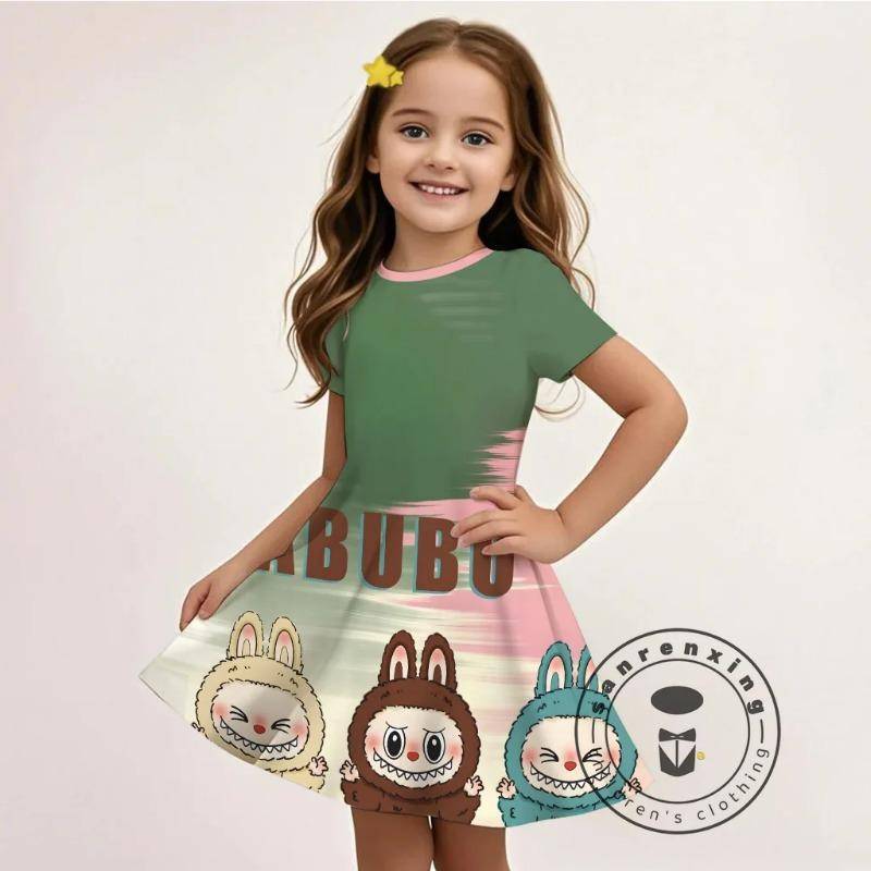 Mädchen L-LABUBU-A 3D-gedrucktes Kleid Neu Sommer Cartoon Y2K 2000er Stil Verspielt Partykleidung Atmungsaktiv Heiß verkaufend Erschwinglich 170 von Joom DACH