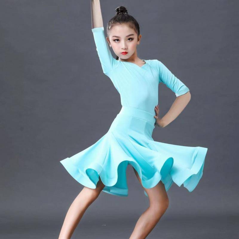 Mädchen Latein Kleider Tanzen Gesellschaftstanz Kleid Rumba Samba Kinder Samba Cha Cha Tango Rock Standard Salsa 130 von Joom DACH