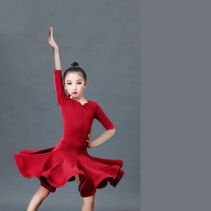 Mädchen Latein Kleider Tanzen Gesellschaftstanz Kleid Rumba Samba Kinder Samba Cha Cha Tango Rock Standard Salsa 130 von Joom DACH