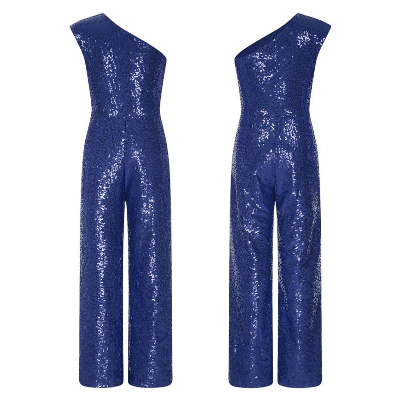 Mädchen-Overall mit Pailletten, schulterfrei, ärmellos, hohe Taille, Party-Strampler, Tanzkostüm 7-8 Years navy blau von Joom DACH