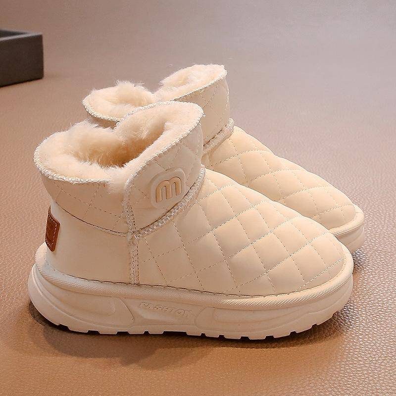 Mädchen Plüsch und Dicke Schneestiefel Kinder Warme Baumwollschuhe Jungen Schwarze Pelz Kurze Stiefel 30 von Joom DACH