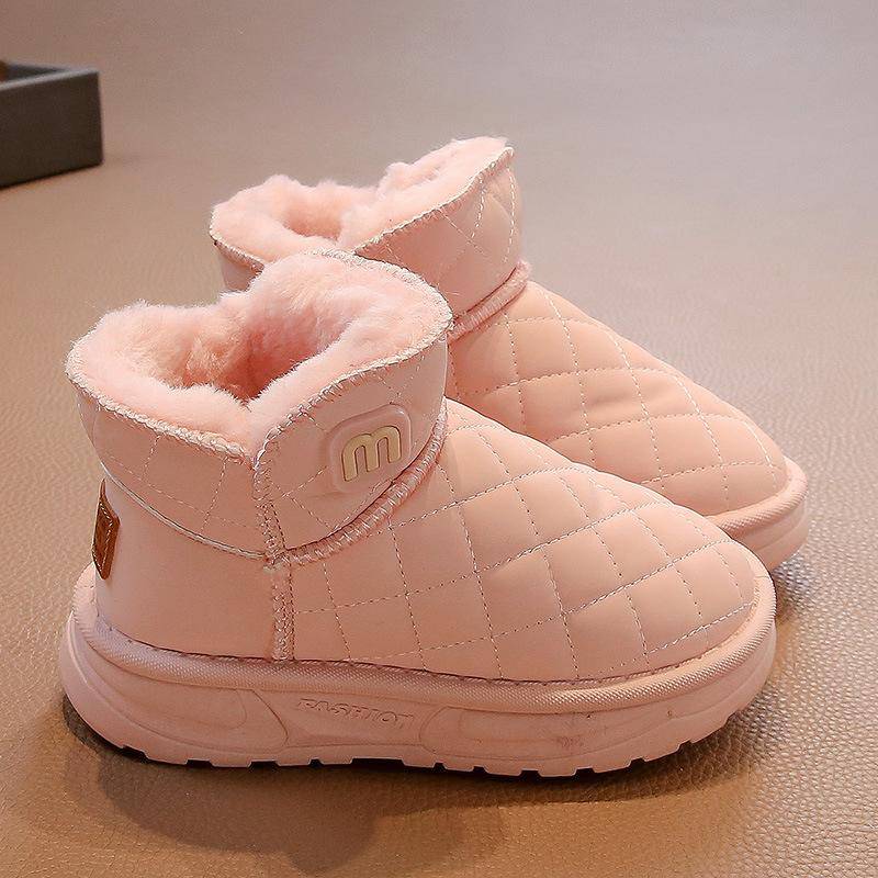 Mädchen Plüsch und Dicke Schneestiefel Kinder Warme Baumwollschuhe Jungen Schwarze Pelz Kurze Stiefel 33 rosa von Joom DACH