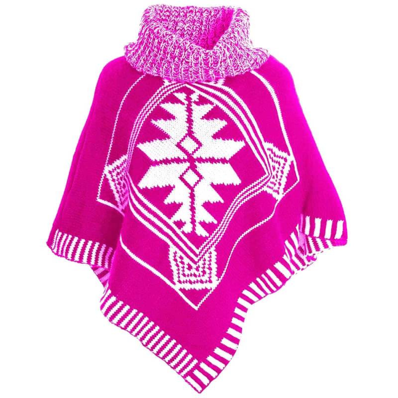 Mädchen Poncho mit Schalkragen 128 lachs rosa von Joom DACH