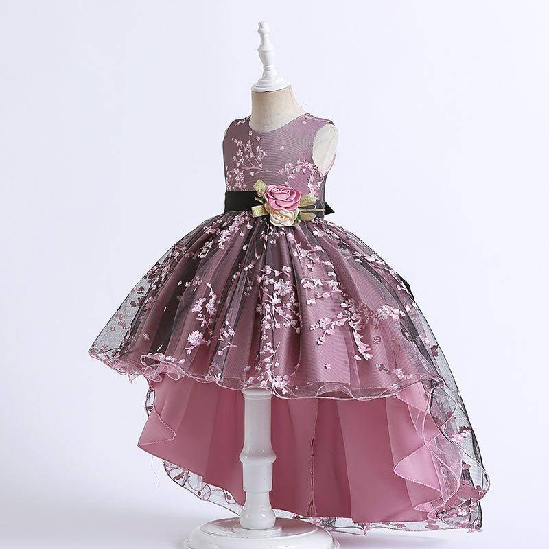 Mädchen Prinzessin Blumenmädchen Kleid Für Party Hochzeit Kostüme Spitze Schleppendes Bogen Kleid Kinder Vestidos Geburtstag Zeremonie Kleidung 130cm dunkel rosa von Joom DACH