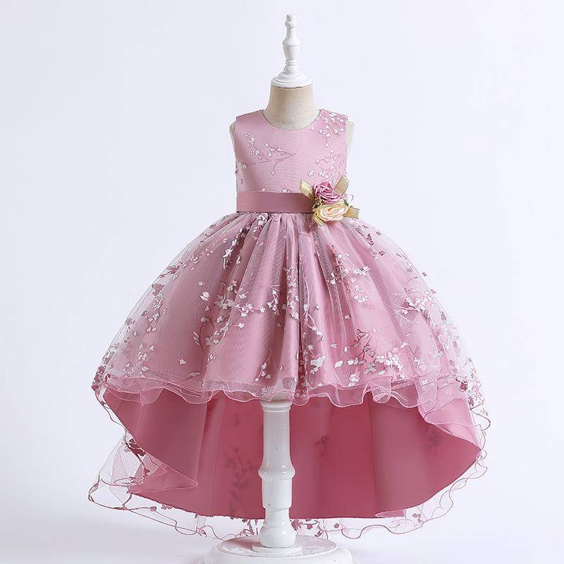 Mädchen Prinzessin Blumenmädchen Kleid Für Party Hochzeit Kostüme Spitze Schleppendes Bogen Kleid Kinder Vestidos Geburtstag Zeremonie Kleidung 130cm rosa von Joom DACH