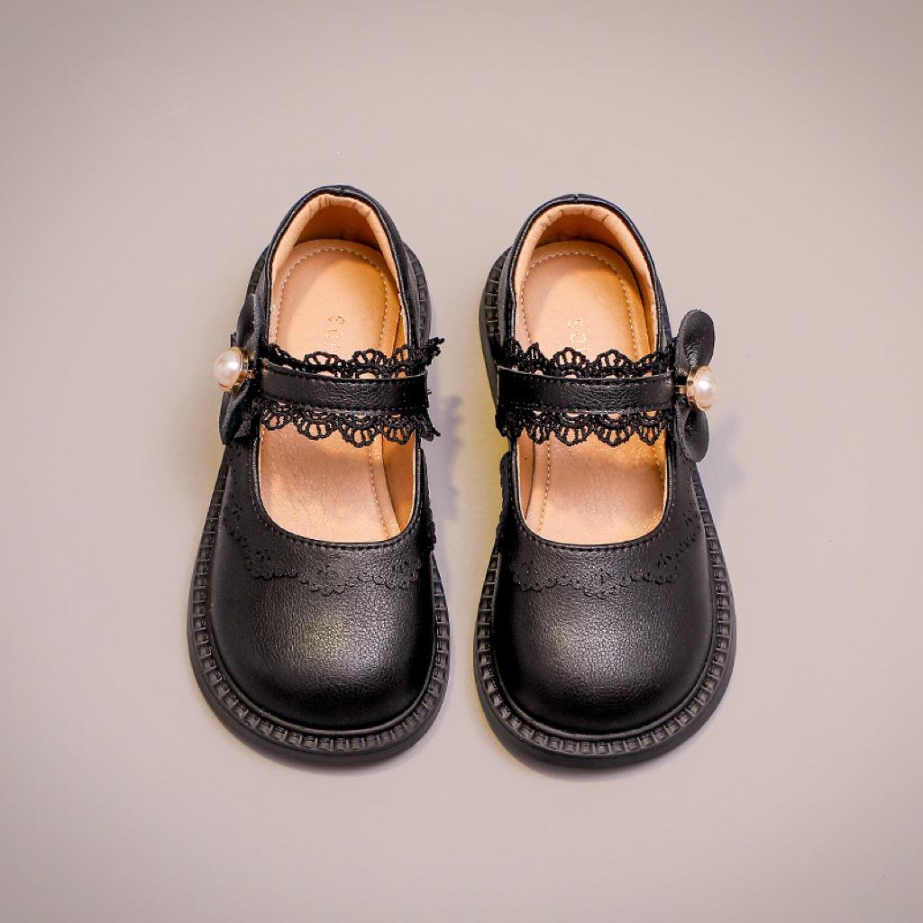 Mädchen Prinzessin Kleine Leder Schuhe Neue Frühjahr und Herbst Einfache Leistung Schuhe 34 schwarz von Joom DACH