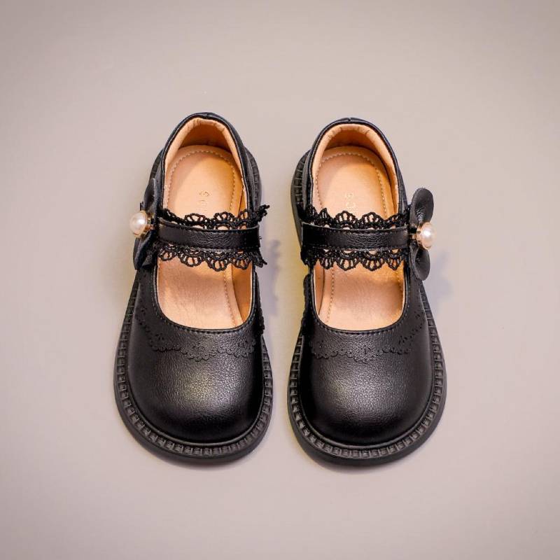 Mädchen Prinzessin Kleine Leder Schuhe Neue Frühjahr und Herbst Einfache Leistung Schuhe 34 schwarz von Joom DACH