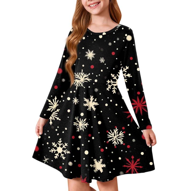 Mädchen Prinzessinnenkleid - Langarm A-Linien T-Shirt Kleid Weihnachtstag 110 schwarz von Joom DACH