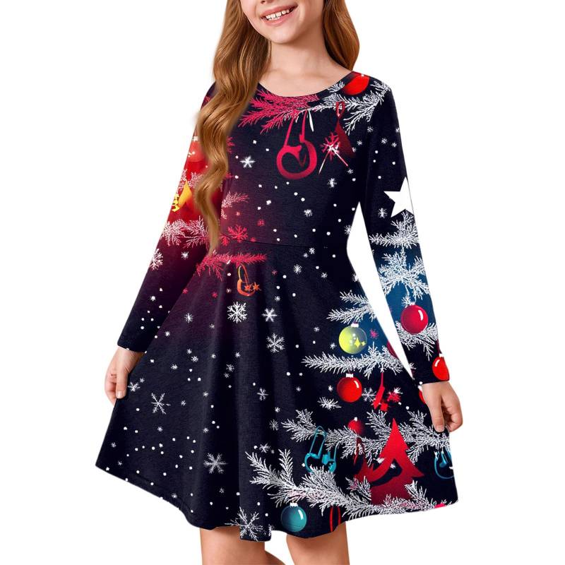Mädchen Prinzessinnenkleid - Langarm A-Linien T-Shirt Kleid Weihnachtstag 130 von Joom DACH