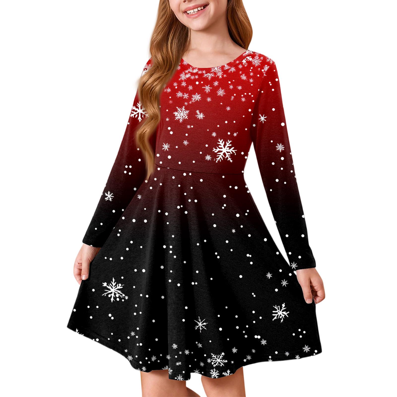 Mädchen Prinzessinnenkleid - Langarm A-Linien T-Shirt Kleid Weihnachtstag 140 rot von Joom DACH